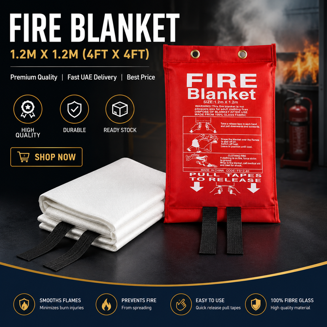 Fire Blanket, Size: 1.2 Mtr X 1.2 Mtr