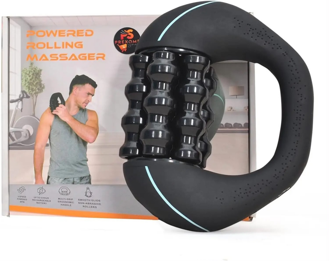 Prexom Sports Powered Rolling Massager  3-Speed Rechargeable Deep Tissue Recovery Roller Muscle Pain Relief