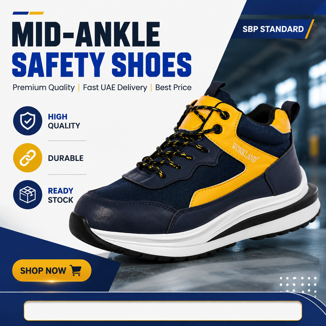 Workland JDO Steel Toe Safety Boots – Mid-Ankle Work Shoes, SBP Standard  Alternate option: Workland JDO Mid-Ankle Steel Toe Boots | Breathable Composite Mid-Plate Safety Shoes
