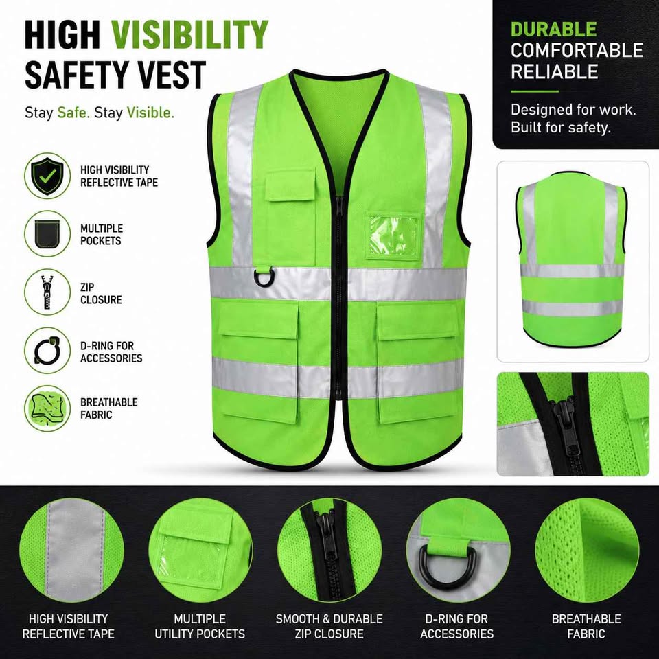 Vaultex UltraPro GSO High Visibility Executive Safety Vest – 175 GSM Polyester Reflective Work Vest with Multi Pockets