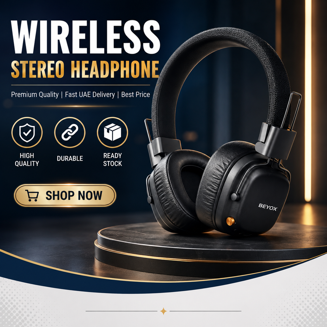 Wireless On-Ear Headphones, Foldable Bluetooth Stereo Headset with Built-In Mic, Lightweight Portable Design for Travel, Office & Everyday Use
