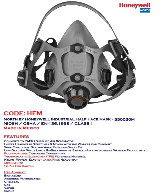 Honeywell North 5500 Series Half Mask Respirator + Organic Vapor/Acid Gas Filter Cartridge Bundle | NIOSH Approved, Latex-Free, Converts to PAPR