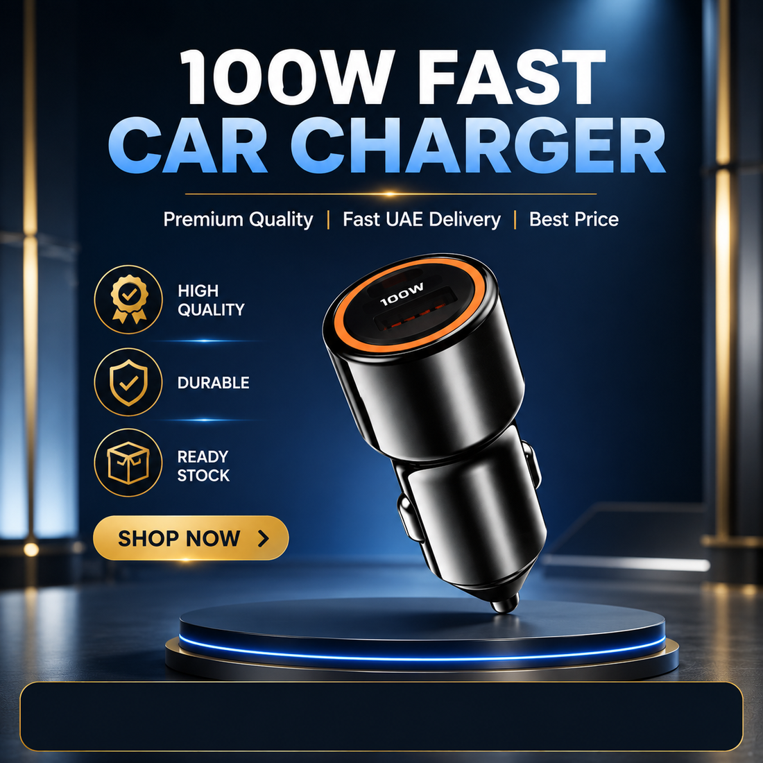 100W Fast Car Charger, Dual Port PD + QC 3.0 USB-C Car Adapter with Type-C Cable, Rapid Charging Cigarette Lighter Adapter for iPhone, Samsung, Tablets & Android Phones