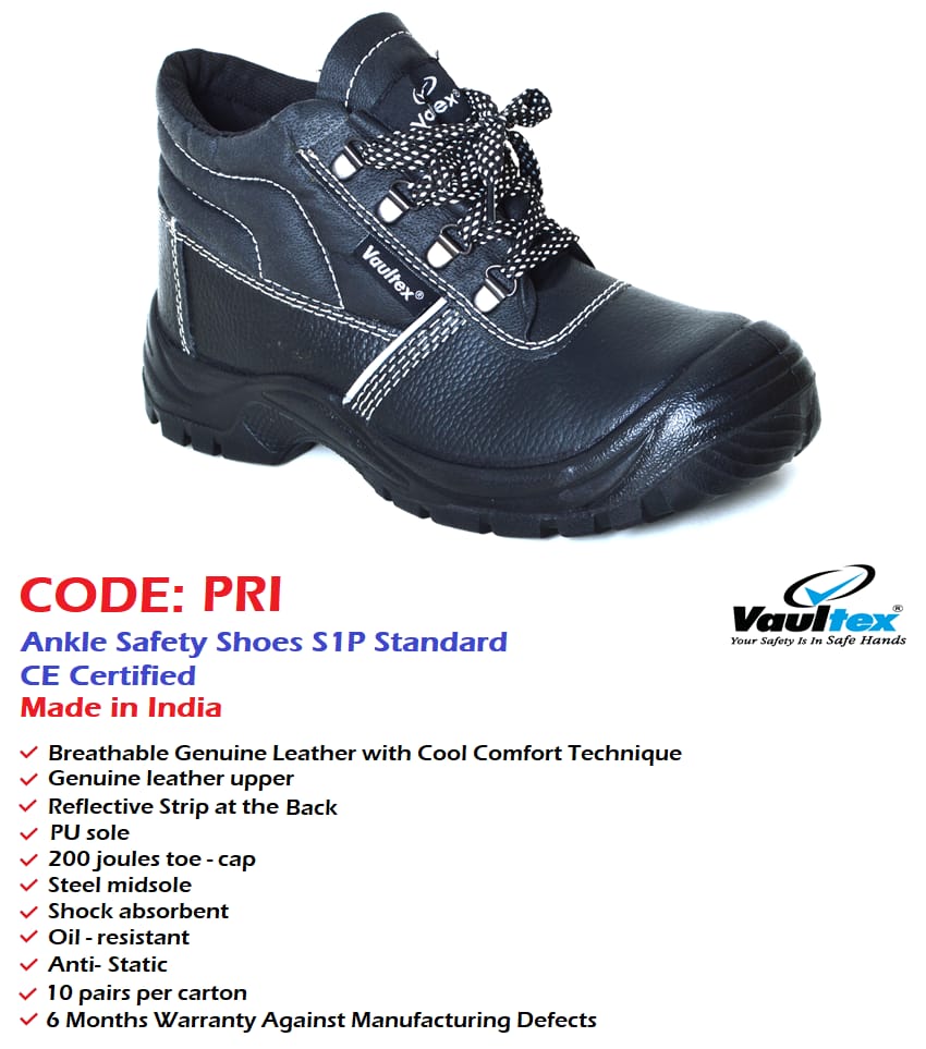 VAULTEX PRI S1P Safety Shoes – Steel Toe, Steel Midsole & Slip Resistant PU Sole